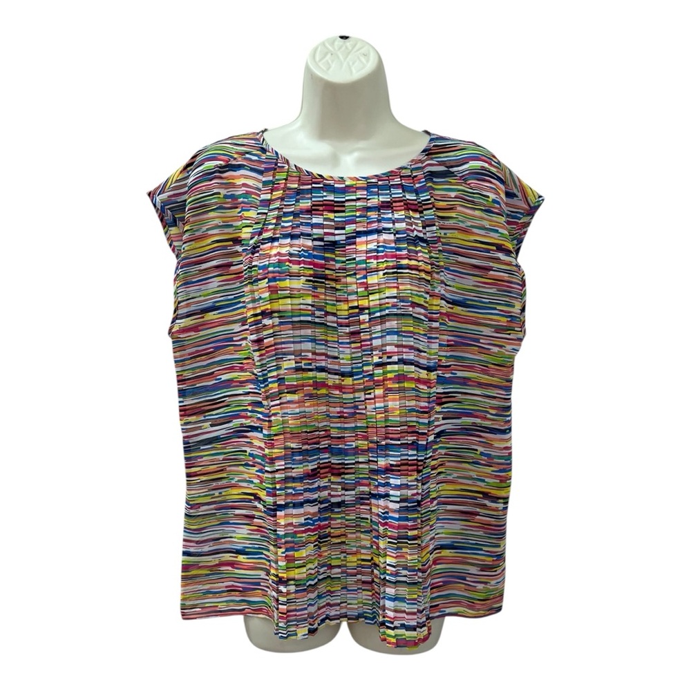 BCBGMaxAzria Colorful Striped Semi Sheer Blouse